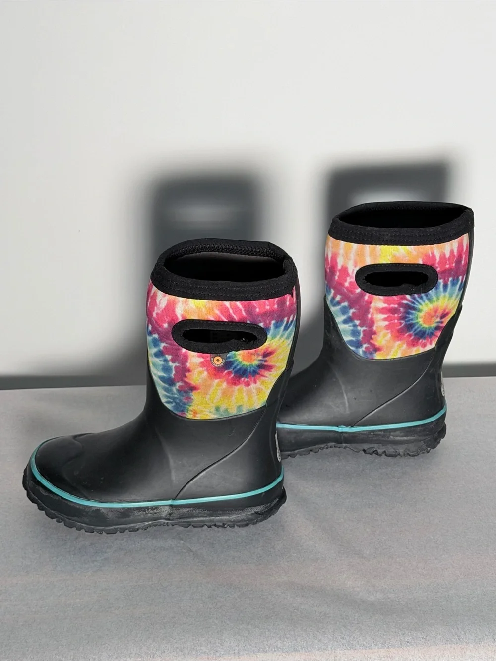 Bogs Kids Black Rain & Tie-Dye Cuff Boots